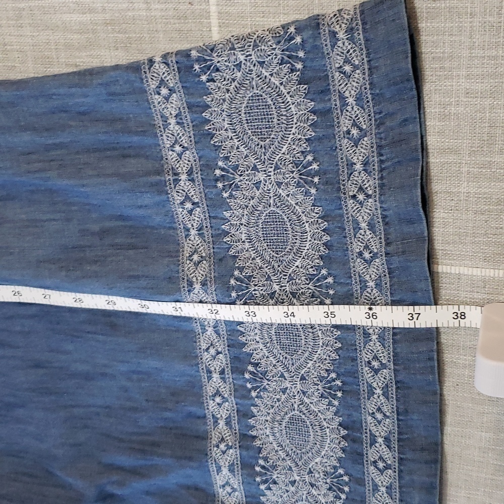 J.jill Embroidered Indigo Peasant Dress, Color Luna Wash Multi, Size M - Picture 12 of 12